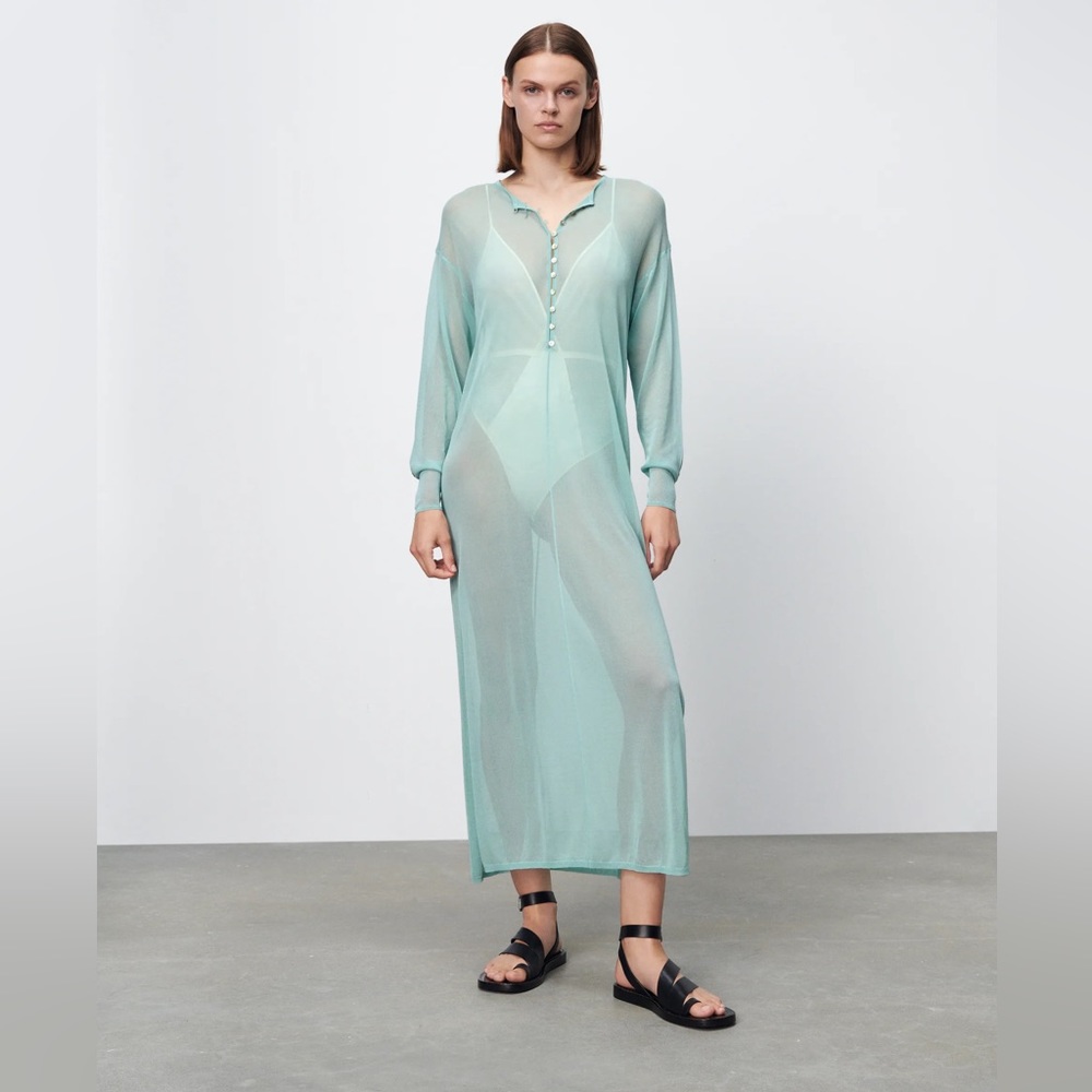 ZARA Mint Semi Sheer Beach Cover Up Tunic